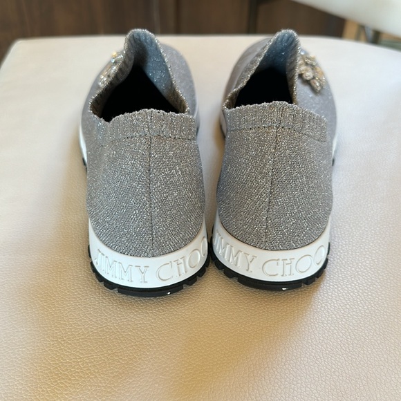 Jimmy Choo silver/grey knit trainers with crystals - Picture 4 of 6
